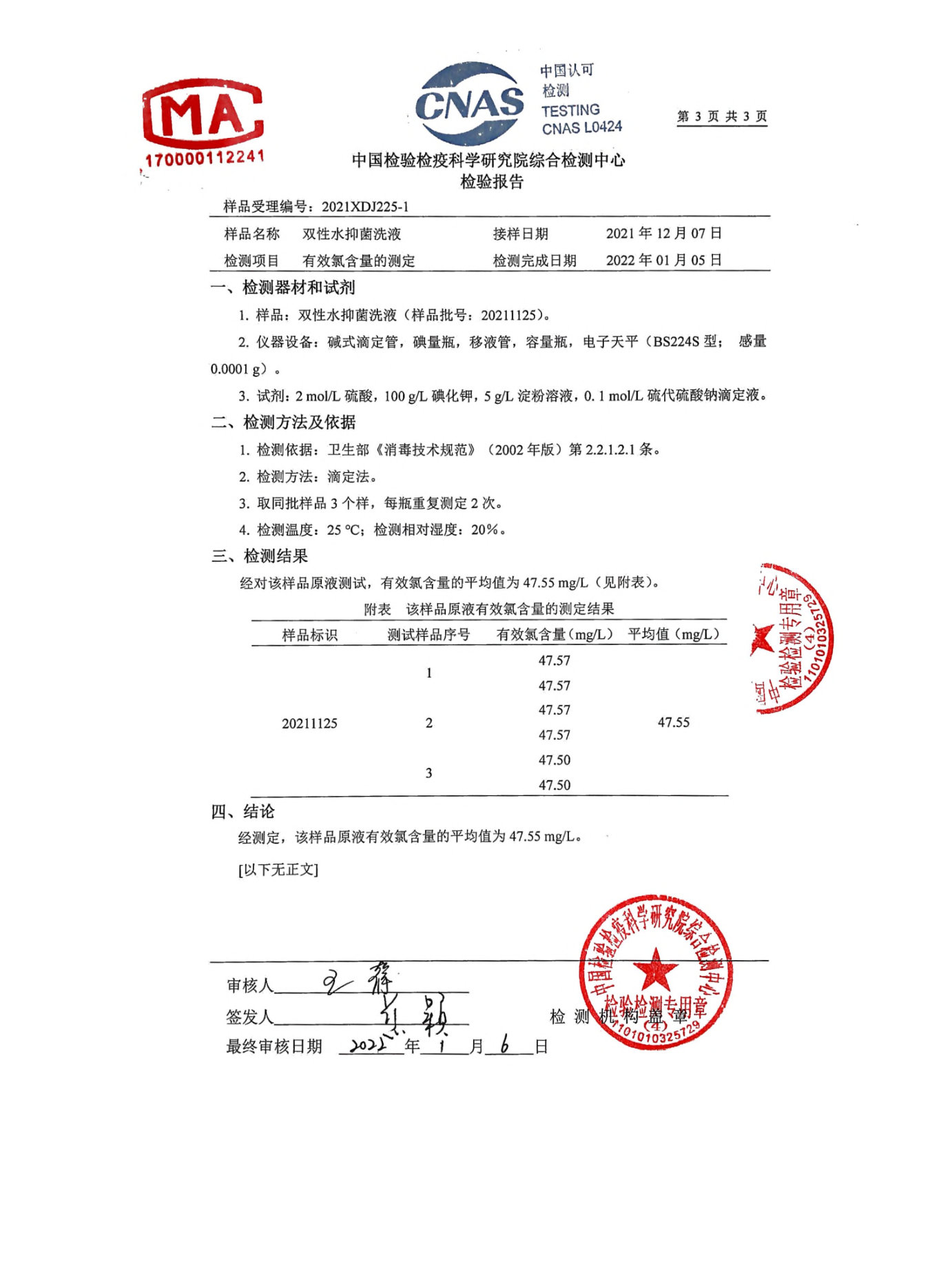 双性水抑菌洗液检测报告
